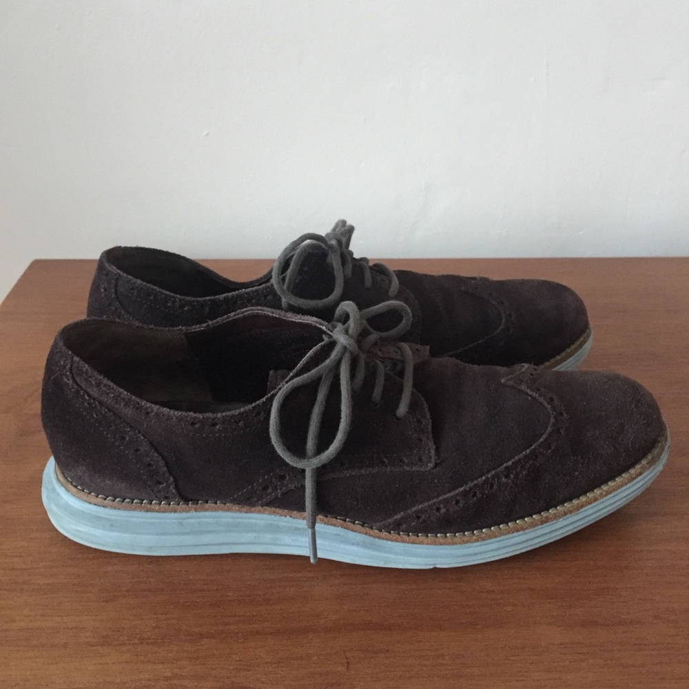 Cole Haan Lunargrand Wing Tip Brown Suede Oxford